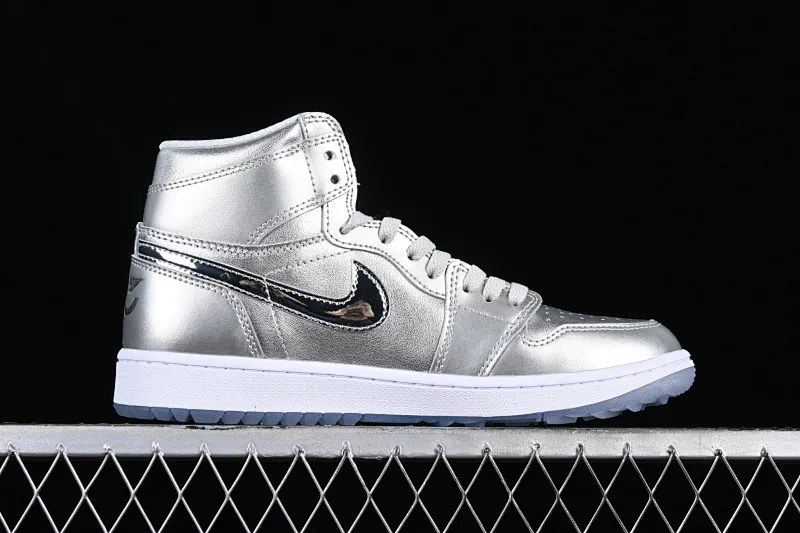 All categories Air Jordan Jordan series basketball shoes Air Jordan 1 High L version Air Jordan 1 High Golf AJ1 Joe 1 golf joint silver high-top basketball shoes FD6815-001